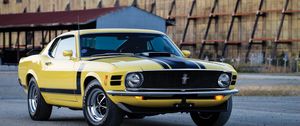 Preview wallpaper ford, mustang, boss 302, 1970, yellow, side view