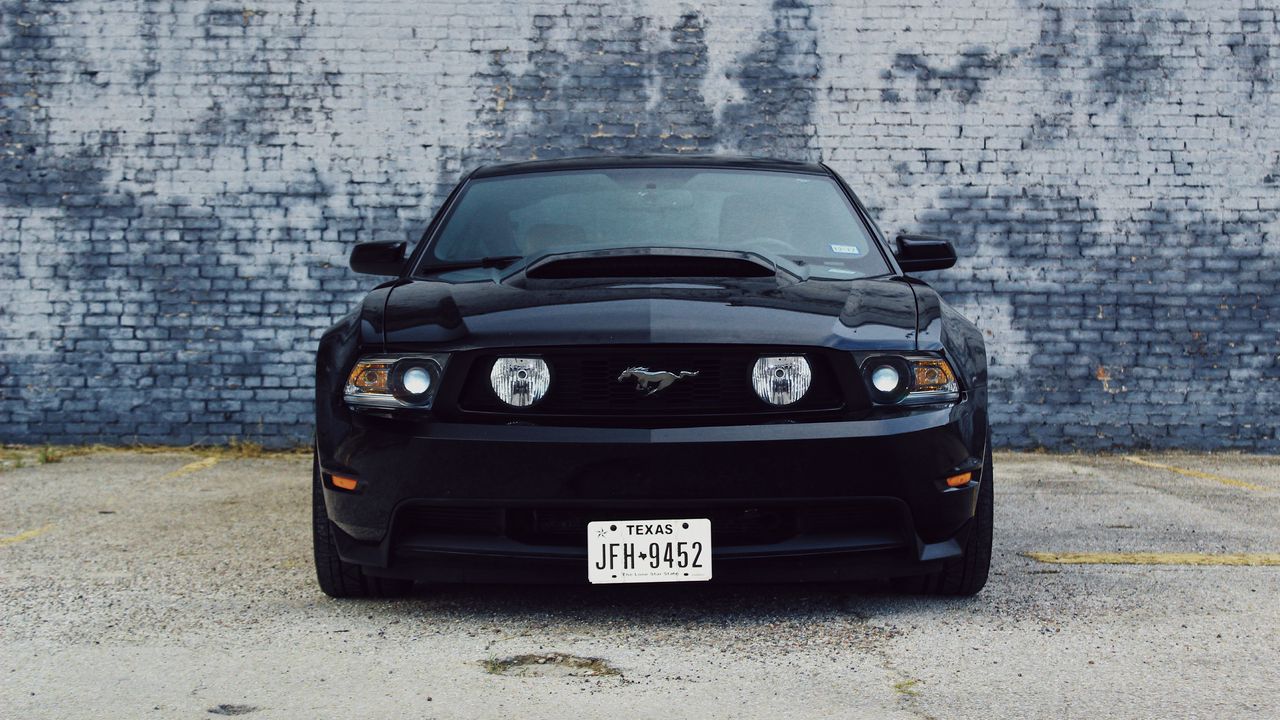 Wallpaper ford mustang, car, black, front view