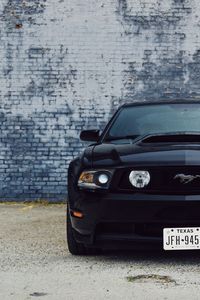 Preview wallpaper ford mustang, car, black, front view