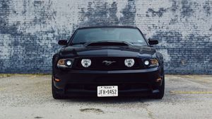 Preview wallpaper ford mustang, car, black, front view
