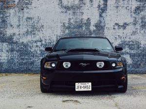 Preview wallpaper ford mustang, car, black, front view