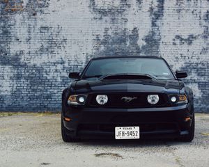 Preview wallpaper ford mustang, car, black, front view