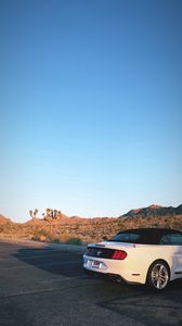 Preview wallpaper ford mustang, car, desert, rear bumper, travel