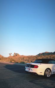 Preview wallpaper ford mustang, car, desert, rear bumper, travel