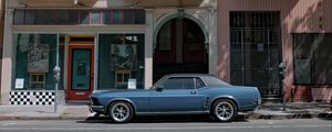 Preview wallpaper ford mustang, car, facade, vintage, urban