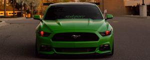 Preview wallpaper ford mustang, car, green, front view