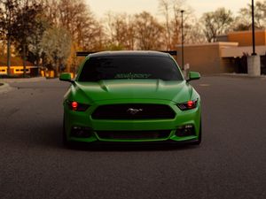 Preview wallpaper ford mustang, car, green, front view