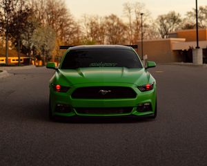 Preview wallpaper ford mustang, car, green, front view