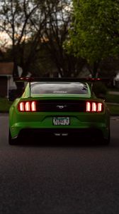 Preview wallpaper ford mustang, car, green, rear view