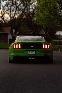 Preview wallpaper ford mustang, car, green, rear view