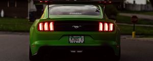 Preview wallpaper ford mustang, car, green, rear view