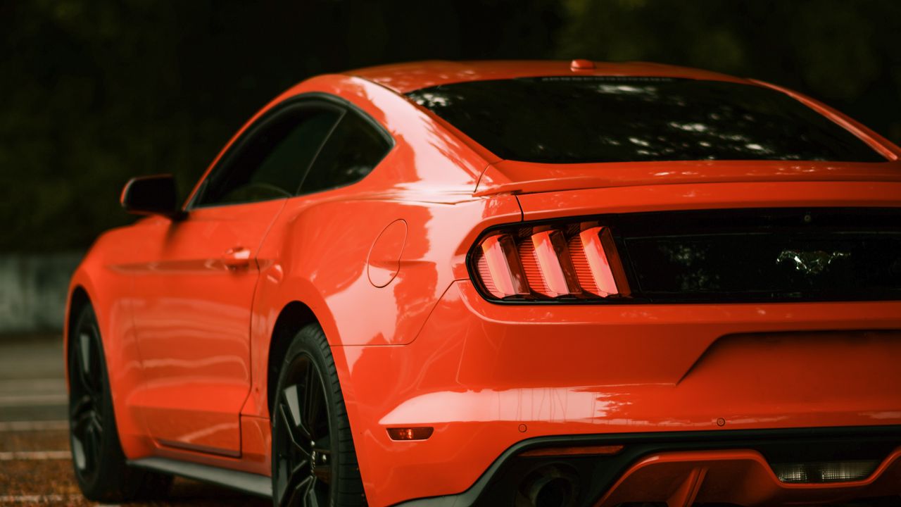 Wallpaper ford mustang, ford, car, red, side view