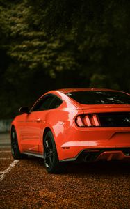 Preview wallpaper ford mustang, ford, car, red, side view