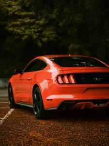 Preview wallpaper ford mustang, ford, car, red, side view