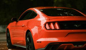 Preview wallpaper ford mustang, ford, car, red, side view