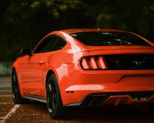 Preview wallpaper ford mustang, ford, car, red, side view