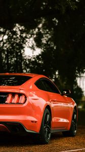 Preview wallpaper ford mustang, ford, car, sportscar, red, rear view