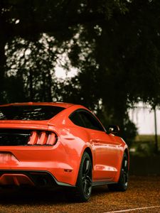 Preview wallpaper ford mustang, ford, car, sportscar, red, rear view