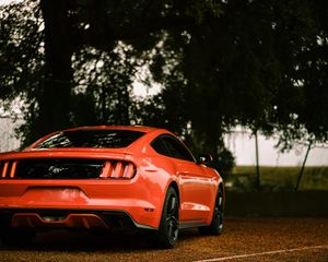 Preview wallpaper ford mustang, ford, car, sportscar, red, rear view