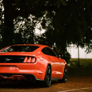 Preview wallpaper ford mustang, ford, car, sportscar, red, rear view
