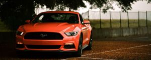 Preview wallpaper ford mustang, ford, car, sportscar, red, front view