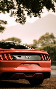 Preview wallpaper ford mustang, ford, car, red, rear view, parking