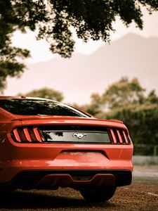 Preview wallpaper ford mustang, ford, car, red, rear view, parking