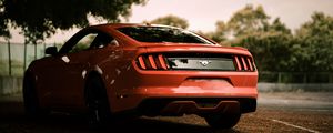 Preview wallpaper ford mustang, ford, car, red, rear view, parking