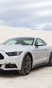 Preview wallpaper ford mustang, ford, car, white, front view