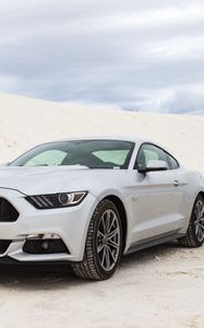 Preview wallpaper ford mustang, ford, car, white, front view