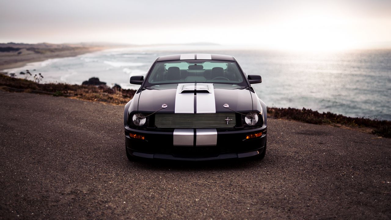 Wallpaper ford mustang, ford, car, front view, headlights