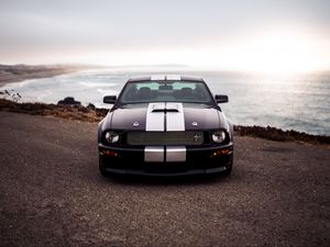Preview wallpaper ford mustang, ford, car, front view, headlights