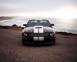 Preview wallpaper ford mustang, ford, car, front view, headlights