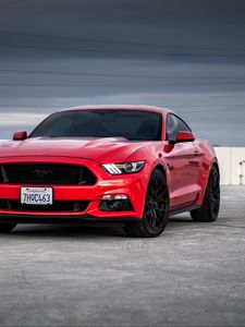 Preview wallpaper ford mustang, ford, car, red, front view