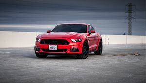 Preview wallpaper ford mustang, ford, car, red, front view