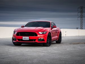 Preview wallpaper ford mustang, ford, car, red, front view