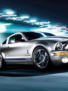 Preview wallpaper ford, mustang, gray, shelby, gt500, auto