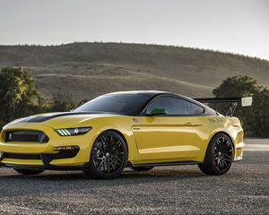 Preview wallpaper ford, mustang, gt350, shelby, yellow