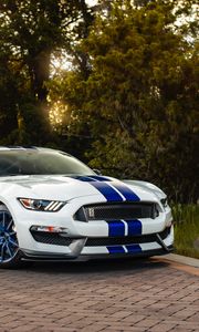 Preview wallpaper ford mustang gt350, ford, car, sportscar, white, side view