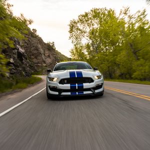 Preview wallpaper ford mustang gt350, ford, car, sportscar, road, speed