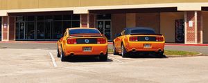 Preview wallpaper ford mustang gt350, mustang, cars, muscle cars, orange, parking