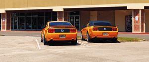 Preview wallpaper ford mustang gt350, mustang, cars, muscle cars, orange, parking
