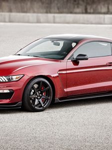 Preview wallpaper ford mustang, gt350r, shelby, red, side view