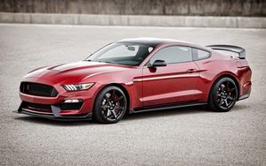 Preview wallpaper ford mustang, gt350r, shelby, red, side view