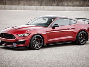 Preview wallpaper ford mustang, gt350r, shelby, red, side view