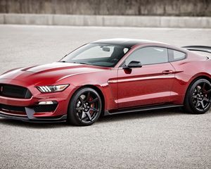 Preview wallpaper ford mustang, gt350r, shelby, red, side view