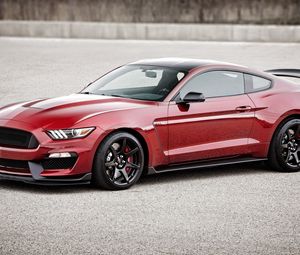 Preview wallpaper ford mustang, gt350r, shelby, red, side view