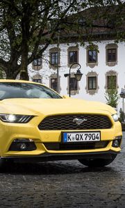 Preview wallpaper ford, mustang, gt, eu-spec, yellow, side view