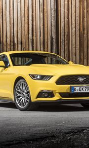 Preview wallpaper ford, mustang, gt, eu-spec, yellow, side view