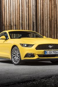 Preview wallpaper ford, mustang, gt, eu-spec, yellow, side view